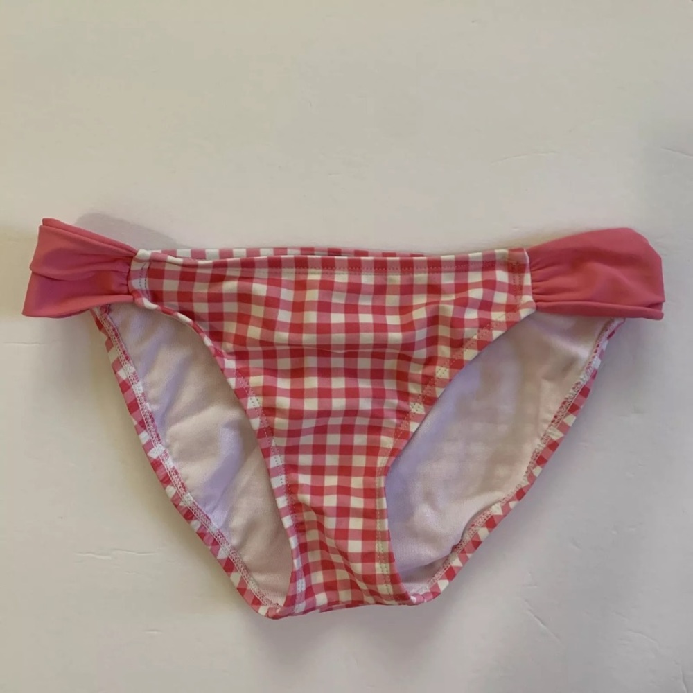 Lauren James Pink White Gingham Check Bikini Swim Bottom XS Excellent